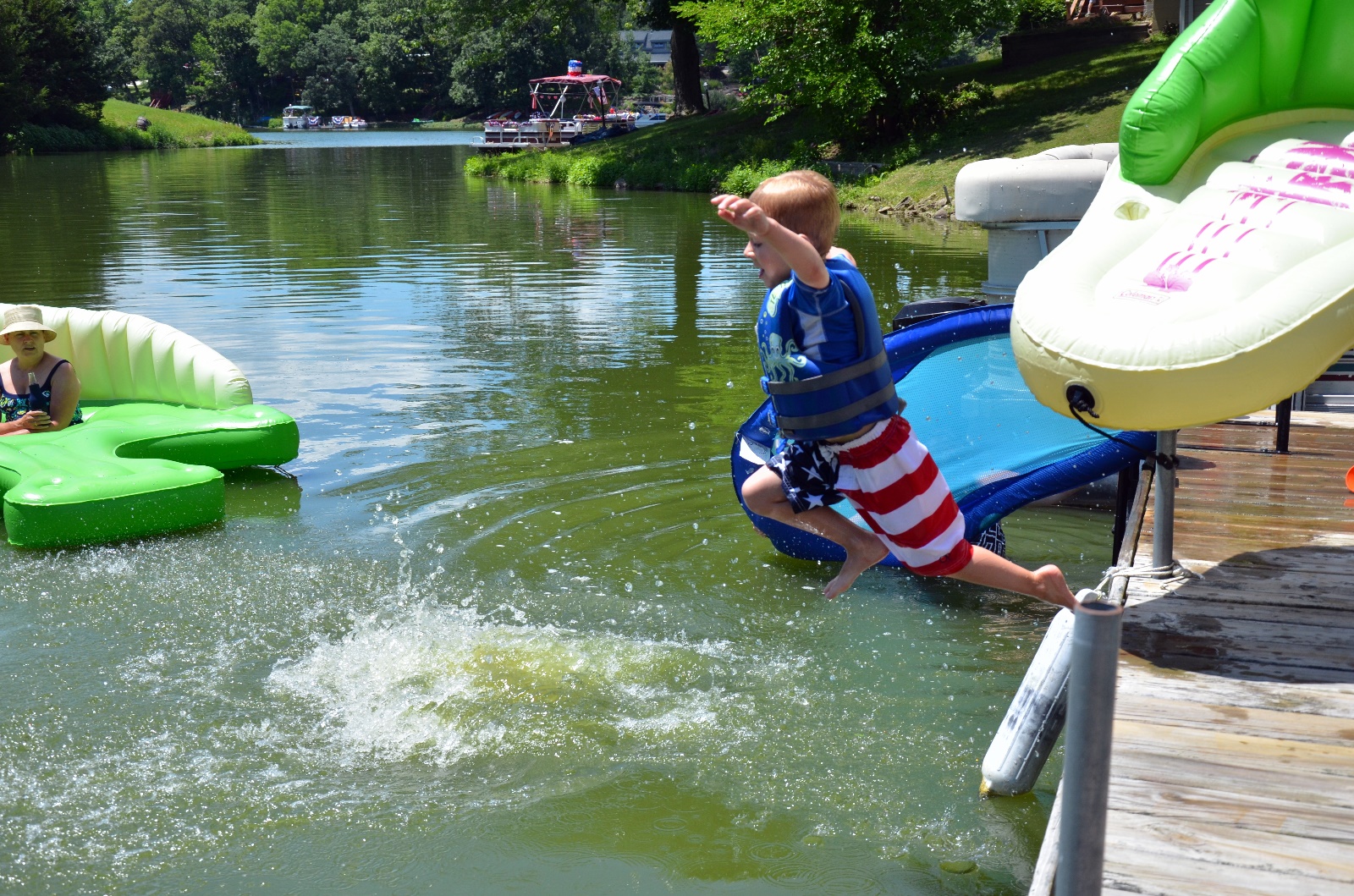 Tyler diving off the pier